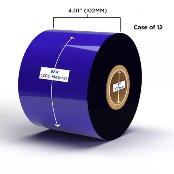 Non-OEM New Wax Ribbon 102mm x 300M (12 Ribbons/Case) for Zebra Printers